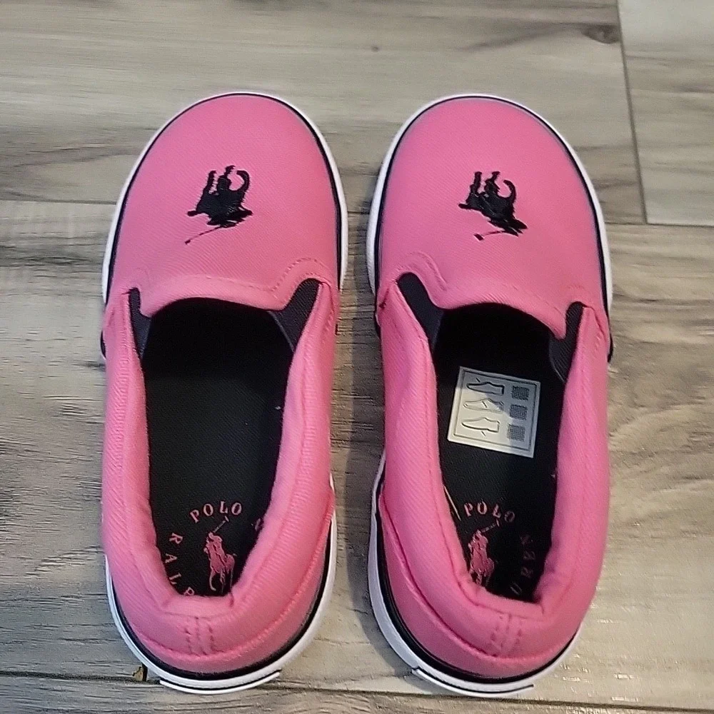 Polo Ralph Lauren Toddler‎ Keaton Slip-On Polo Player Pink Casual Shoes 10 NEW